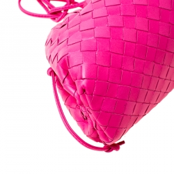 Pre Owned Bottega Veneta Pink Intrecciato Leather Pouch Bag