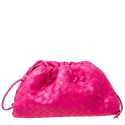 Pre Owned Bottega Veneta Pink Intrecciato Leather Pouch Bag