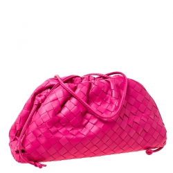 Pre Owned Bottega Veneta Pink Intrecciato Leather Pouch Bag