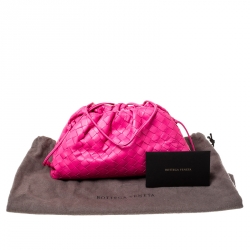 Pre Owned Bottega Veneta Pink Intrecciato Leather Pouch Bag