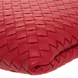 Bottega Veneta Red Intrecciato Woven Leather Large Pouch