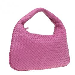 Pre Owned Bottega Veneta Pink Leather Small Intrecciato  Hobo