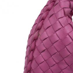 Pre Owned Bottega Veneta Pink Leather Small Intrecciato  Hobo