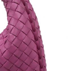 Pre Owned Bottega Veneta Pink Leather Small Intrecciato  Hobo