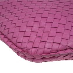 Pre Owned Bottega Veneta Pink Leather Small Intrecciato  Hobo