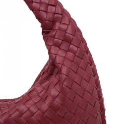 Pre Owned Bottega Veneta Red Leather Small Intrecciato Nappa Hobo