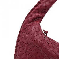 Pre Owned Bottega Veneta Red Leather Small Intrecciato Nappa Hobo