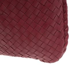 Pre Owned Bottega Veneta Red Leather Small Intrecciato Nappa Hobo