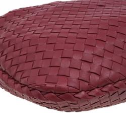 Pre Owned Bottega Veneta Red Leather Small Intrecciato Nappa Hobo