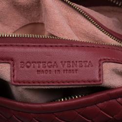 Pre Owned Bottega Veneta Red Leather Small Intrecciato Nappa Hobo