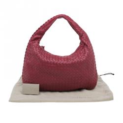 Pre Owned Bottega Veneta Red Leather Small Intrecciato Nappa Hobo
