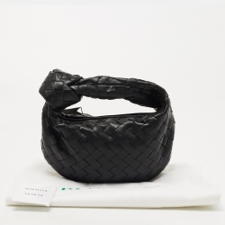 Pre Owned Bottega Veneta Black Intrecciato Leather Mini Jodie Hobo