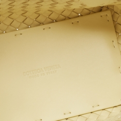 Pre Owned Bottega Veneta Pale Yellow Intrecciato Leather Mini Cabat Tote