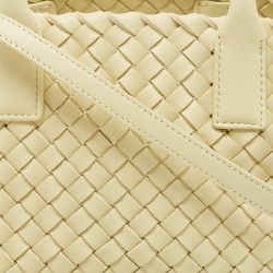 Pre Owned Bottega Veneta Pale Yellow Intrecciato Leather Mini Cabat Tote