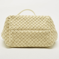 Pre Owned Bottega Veneta Pale Yellow Intrecciato Leather Mini Cabat Tote