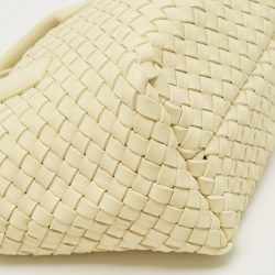 Pre Owned Bottega Veneta Pale Yellow Intrecciato Leather Mini Cabat Tote