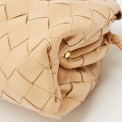 Pre Owned Bottega Veneta Beige Intrecciato Leather Mini The Pouch Bag