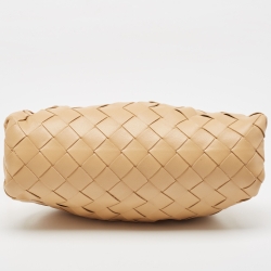 Pre Owned Bottega Veneta Beige Intrecciato Leather Mini The Pouch Bag