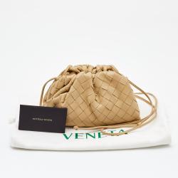 Pre Owned Bottega Veneta Beige Intrecciato Leather Mini The Pouch Bag