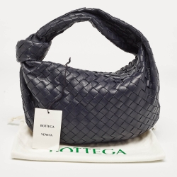 Pre Owned حقيبة هوبو بوتيغا فينيتا تيين جودي جلد إنترشياتو أزرق كحلي