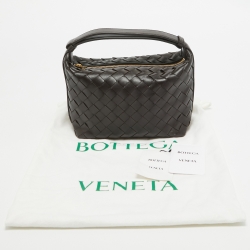 Pre Owned Bottega Veneta Dark Brown Intrecciato Leather Wallace Bag