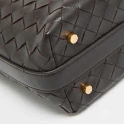 Pre Owned Bottega Veneta Dark Brown Intrecciato Leather Wallace Bag