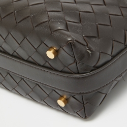 Pre Owned Bottega Veneta Dark Brown Intrecciato Leather Wallace Bag