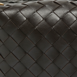 Pre Owned Bottega Veneta Dark Brown Intrecciato Leather Wallace Bag