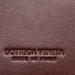 Pre Owned Bottega Veneta Burgundy Intrecciato Leather Passport Holder