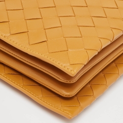 Pre Owned Bottega Veneta Tan Intrecciato Leather Trio Pouch Bag