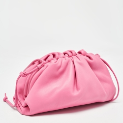 Pre Owned Bottega Veneta Pink Leather Mini The Pouch Bag
