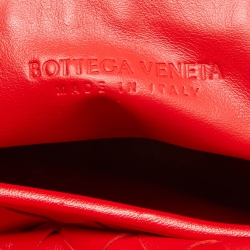 Pre Owned Bottega Veneta Red Intrecciato Leather Small Hop Shoulder Bag