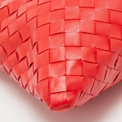Pre Owned Bottega Veneta Red Intrecciato Leather Small Hop Shoulder Bag