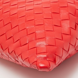 Pre Owned Bottega Veneta Red Intrecciato Leather Small Hop Shoulder Bag