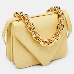 Pre Owned Bottega Veneta Yellow Leather Mount Envelope Top Handle Bag