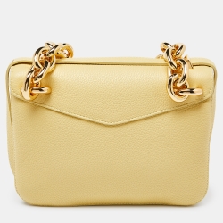 Pre Owned Bottega Veneta Yellow Leather Mount Envelope Top Handle Bag