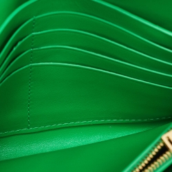Pre Owned Bottega Veneta Green Intrecciato Leather Wallet on Strap