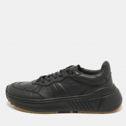 Pre Owned Bottega Veneta Black Leather Speedster Sneakers Size 39.5