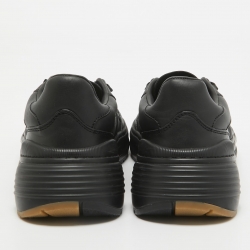 Pre Owned Bottega Veneta Black Leather Speedster Sneakers Size 39.5