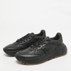 Pre Owned Bottega Veneta Black Leather Speedster Sneakers Size 39.5