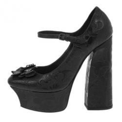 Pre Owned Bottega Veneta Limited Edition Butterfly Embossed Mary Jane Platform Pumps Size 39