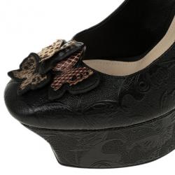 Pre Owned Bottega Veneta Limited Edition Butterfly Embossed Mary Jane Platform Pumps Size 39