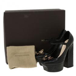 Pre Owned Bottega Veneta Limited Edition Butterfly Embossed Mary Jane Platform Pumps Size 39