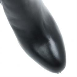 Pre Owned Bottega Veneta Black Leather Intrecciato Platform Knee Boots Size 40