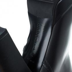 Pre Owned Bottega Veneta Black Leather Intrecciato Platform Knee Boots Size 40