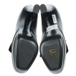 Pre Owned Bottega Veneta Black Leather Tassle Front Ankle Boots Size 39.5