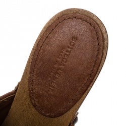 Pre Owned Bottega Veneta Brown Intrecciato Leather Wooden Platform Clogs Size 38