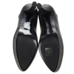 Pre Owned Bottega Veneta Black Leather Mary Jane Platform Pumps Size 38.5