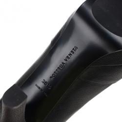 Pre Owned Bottega Veneta Black Leather Mary Jane Platform Pumps Size 38.5