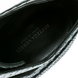 Pre Owned Bottega Veneta Green Python Leather Cutout Lace-Up Ankle Boots Size 40